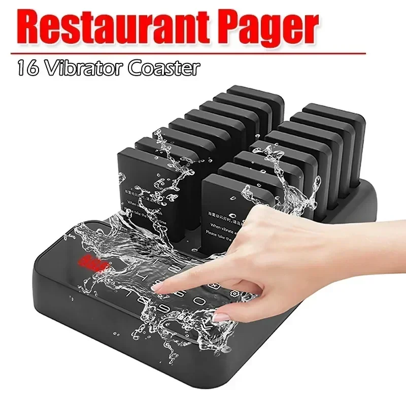 

Wireless Customer Service Calling System Restaurant Pager Social Distancing Keeping 16 Pagers Buzzers Vibrator Bell Receiver