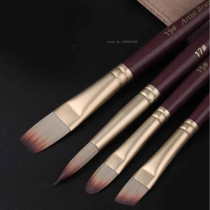 24 ピースナイロンヘアブラシセットポータブルアートストレージツール学生屋外スケッチ水彩/ガッシュ/油絵アートブラシ