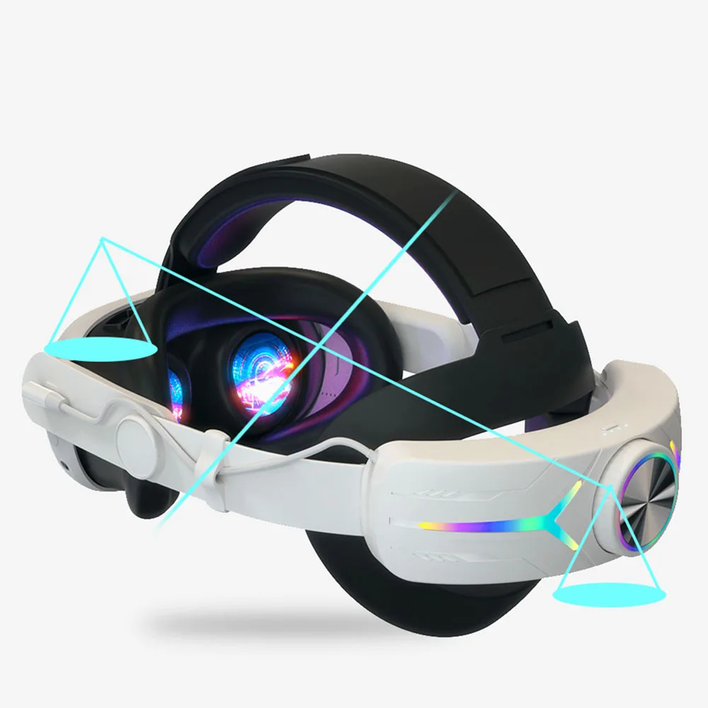 حزام رأس VR قابل للتعديل RGB بقدرة 8000 مللي أمبير في الساعة قابل لإعادة الشحن VR خفيف الوزن وحزام بديل مريح يقلل من ضغط الوجه لـ Meta Quest 3