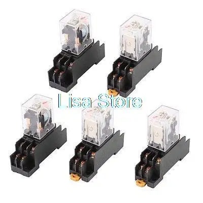 AC 110/120V Coil Red Indicator Lamp DPDT 8 Pins Power Relay 5 Pcs + Socket Base