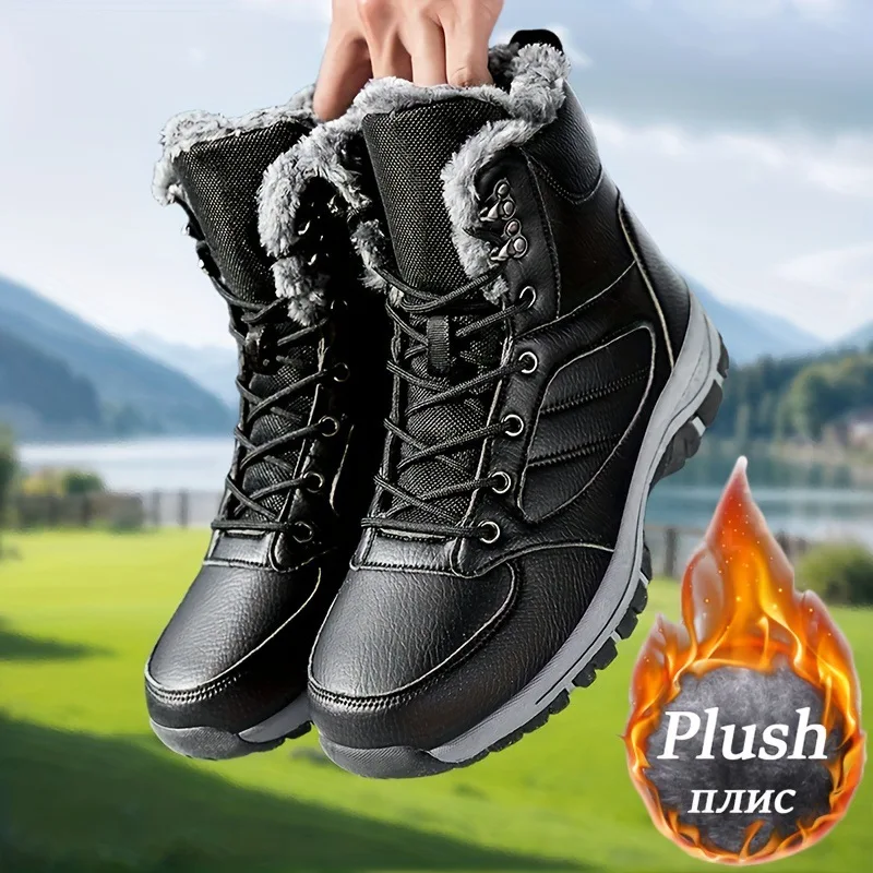 thickened-outdoor-snow-boots-new-fashionable-men's-chelsea-boots-short-tube-spring-autumn-season-pu-leather-sheepskin-inner