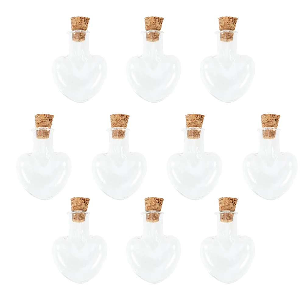 

20 Pcs Bottle Heart Shaped Glass Glass Bottle With Cork Small Jar with Cork for DIY Potpourri Gemstones Decoration Gift
