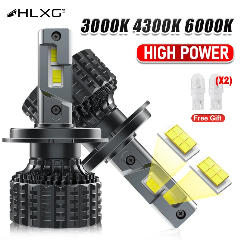 HLXG H7 LED Headlight Bulbs 3000K H4 LED Car Lamp Canbus 4300K H1 H3 H13 9005 HB3 9006 HB4 H8 H9 H11 9012 Turbo Fog Lights 6000K