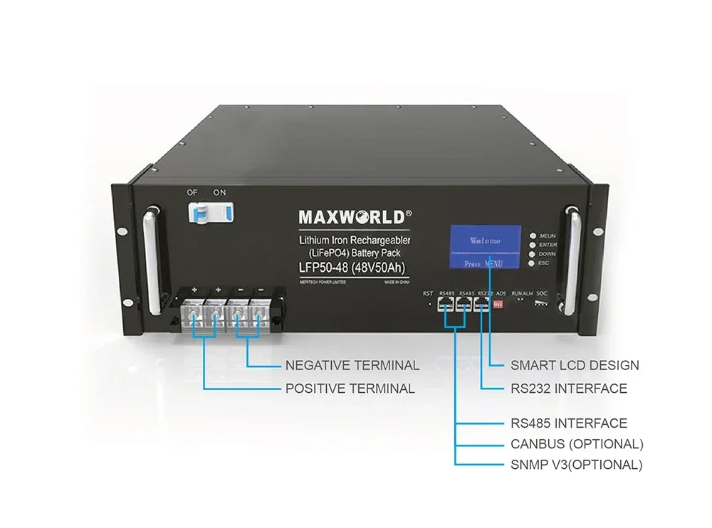 LiFePO4 Liion Battery Pack 48v100ah بطارية ليثيوم للاتصالات والاتصالات
