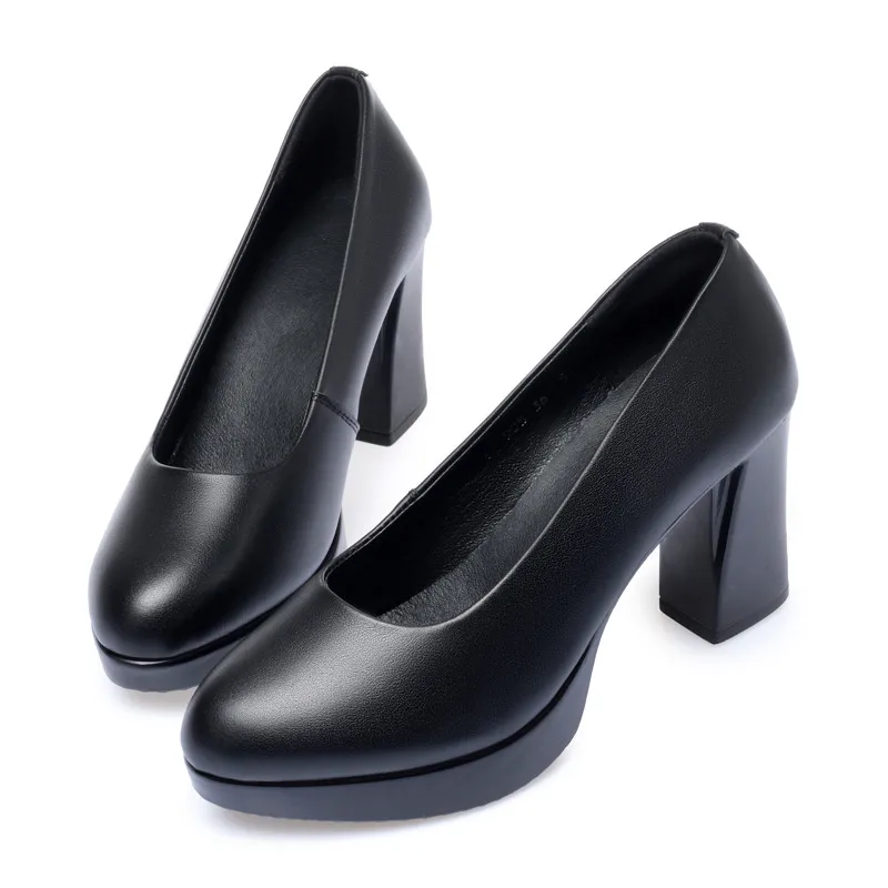 DIMANYU Women Office Shoes High Heel New 2024 Spring Genuine Leather Women Shoes Platform Fashion Large Size Women Dress Shoes