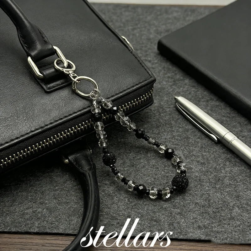 

Black Y2K Sweet Cool Style Rhinestone Ball Phone Chain Charm Camera Accessory Fashionable Retro Cell Phone Strap with Rhinestone