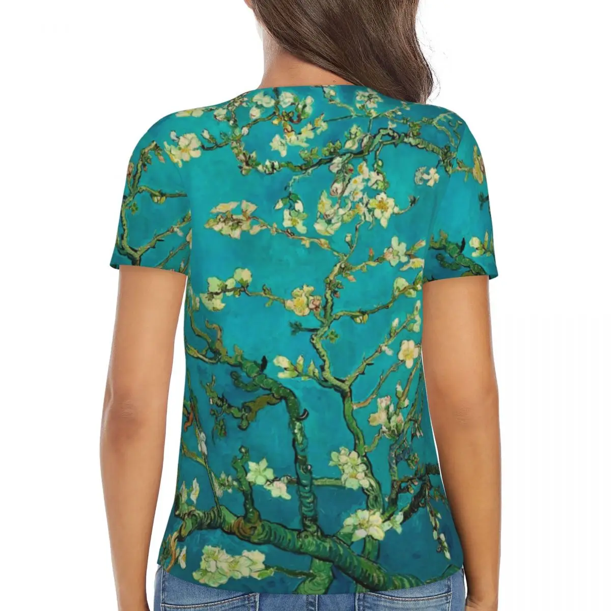 Womens T-Shirt Summer Van Gogh Tshirt Almond Tree Floral Art Elegant T-Shirts Sexy Short Sleeve Streetwear Oversize Clothes