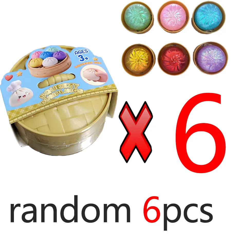 Nieuwe Glitter Dumpling Squishies Dumpling Squishy met doosje Dumplings Sensorisch knijp speeltje voor stressverlichting