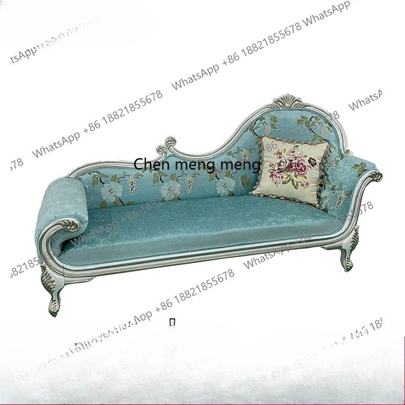 

French fabric princess chair European court luxury solid wood beauty couch lazy recliner