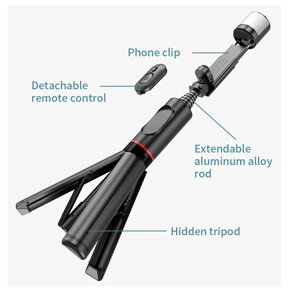 Wireless Selfie Stick Tripod with Remote Fill Light Mini Phone Tripod Foldable Portable Phone Stand Holder for Smartphone New