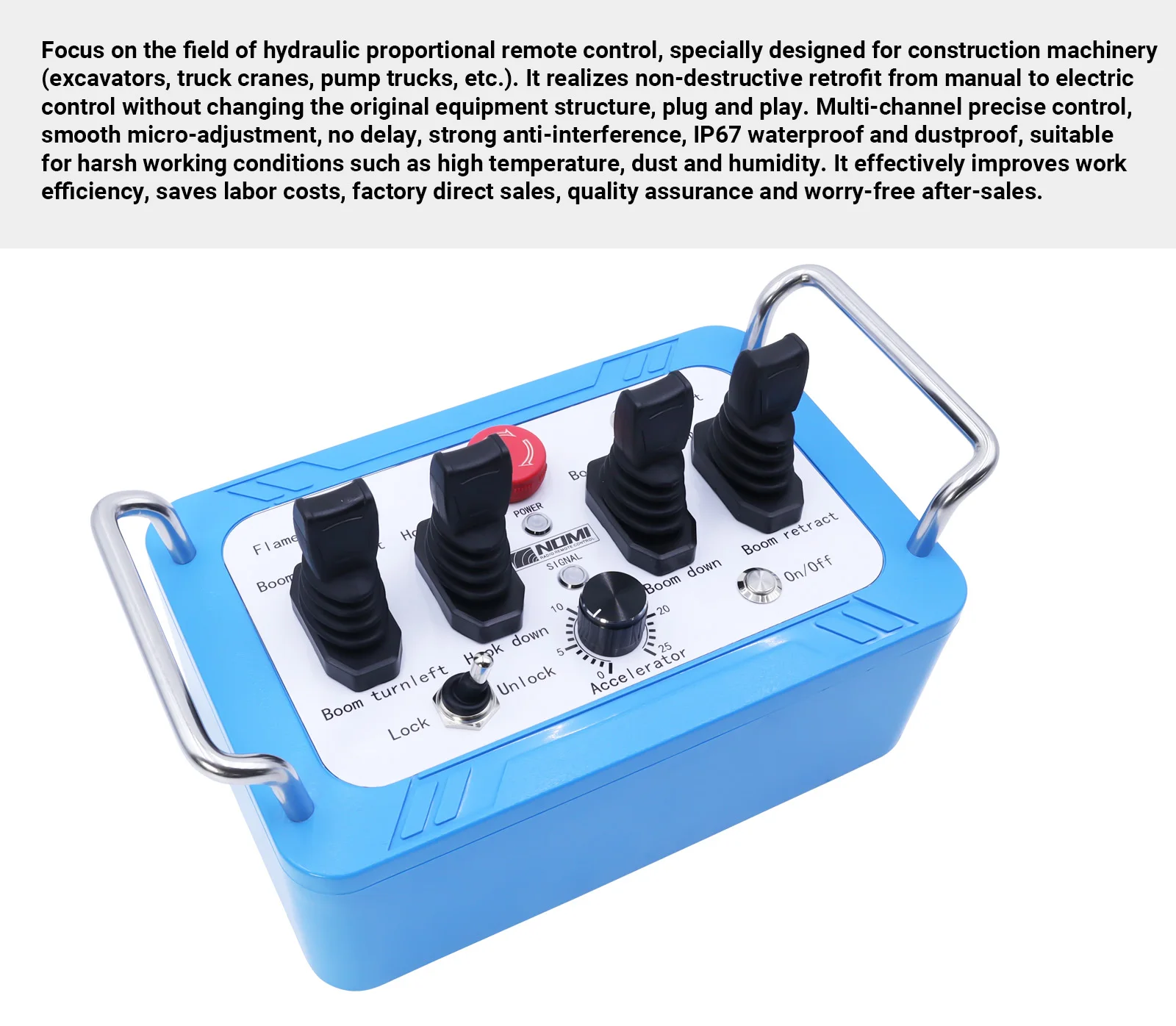 Universal BODI  4-Ch Motor Control DC 12-24V IP67 Wireless Switch for Hydraulic Solenoid Valve Pump