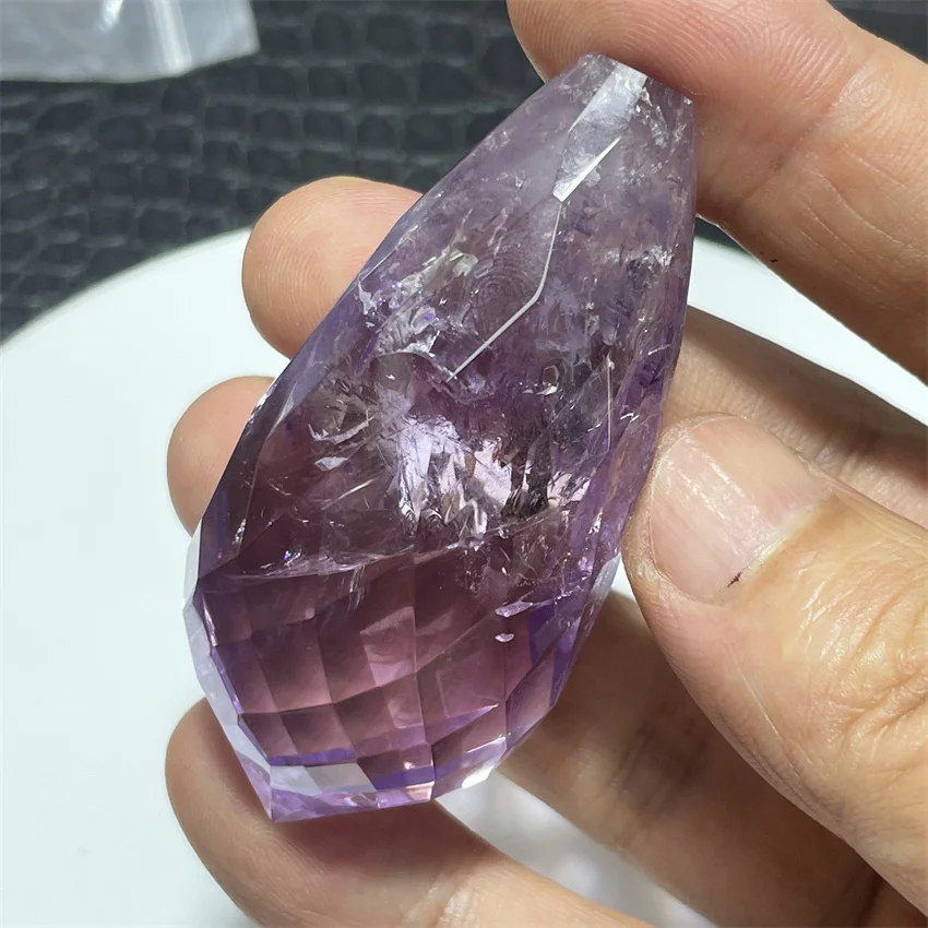 Natural amethyst raw stone polished amethyst rainbow angel's tear-drop crystal creative desktop decoration