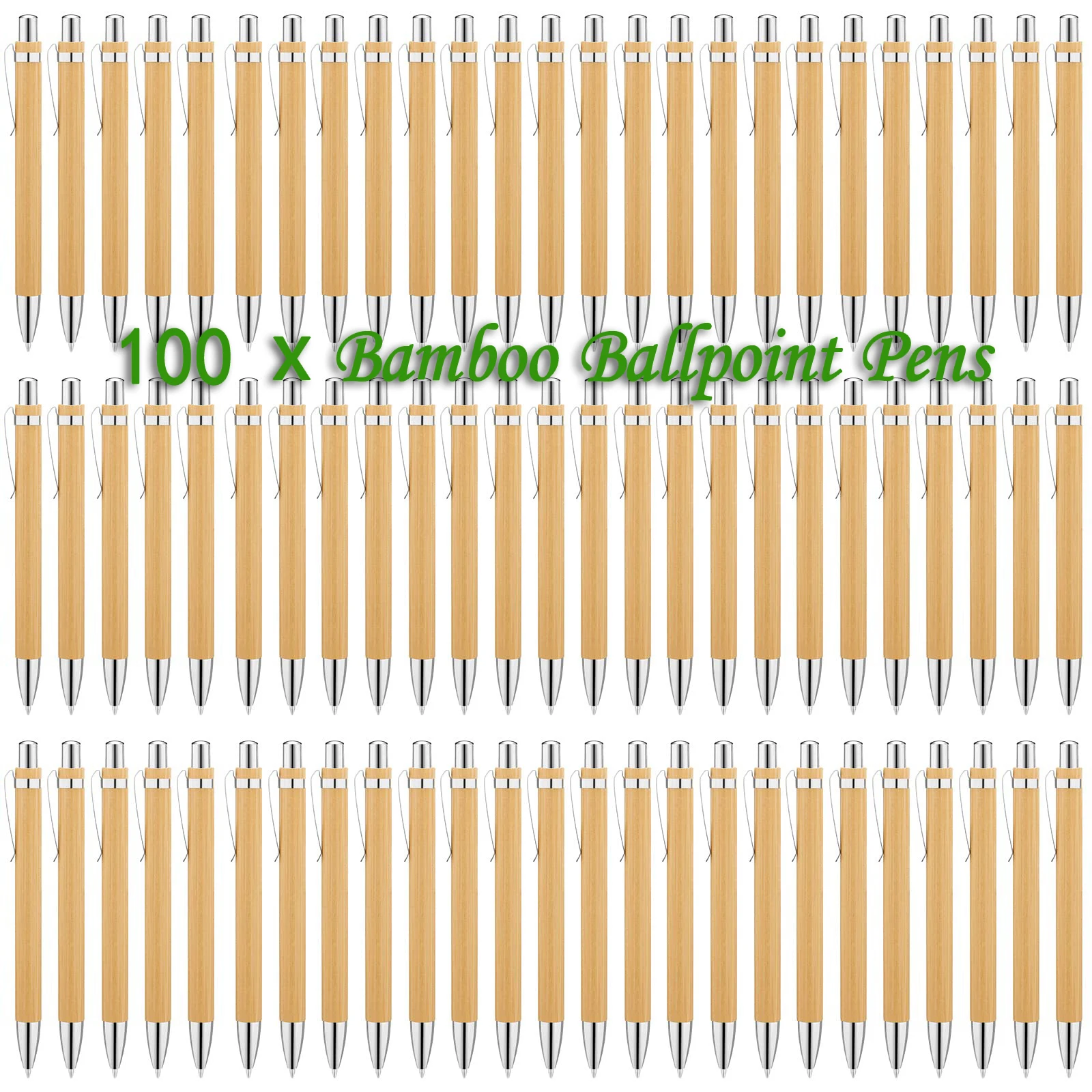 

100Pcs Bamboo Wood Ballpoint Pen 1.0mm Bullet Tip Business Signature Ball Pen Office School Wrting Stationery