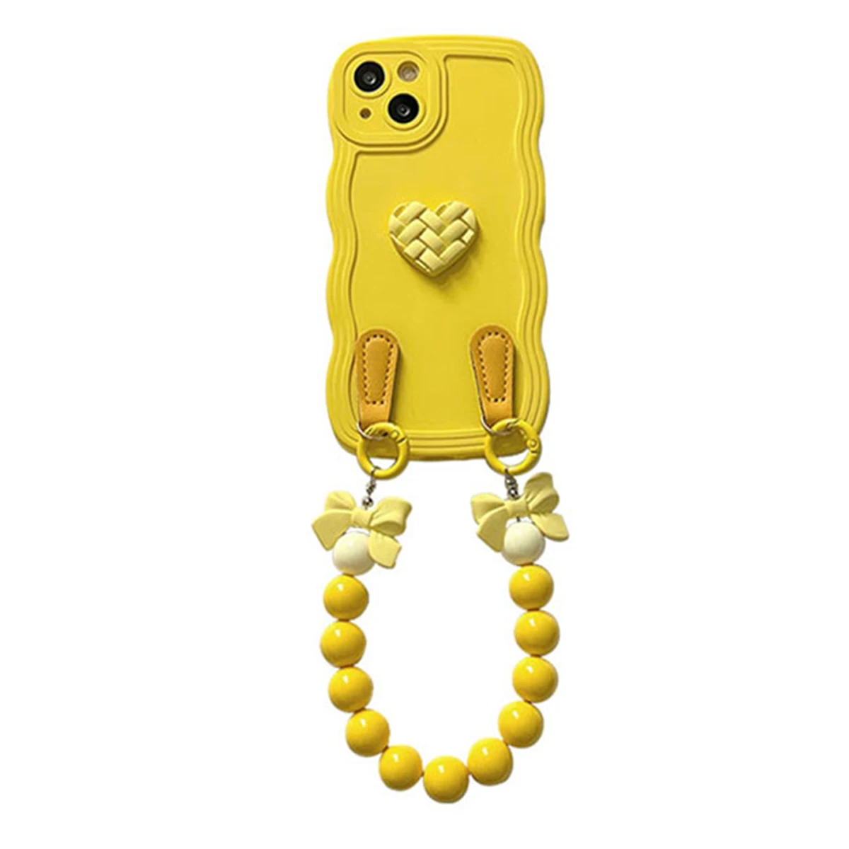 

Желтое сердце любви с браслетом для чехла для телефона Apple 14 iphone 13promax14pro, силиконовый 12, простой 11, защитный чехол от падения 13