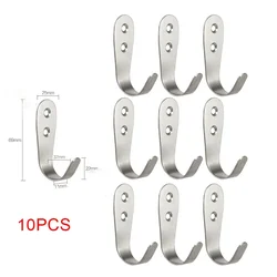 10Pcs Wall Hook Coat Hanger Modern Stainless Steel Heavy Duty Single Coat Hanger Wall Mounted Showel Towel Robe Hanger For Home