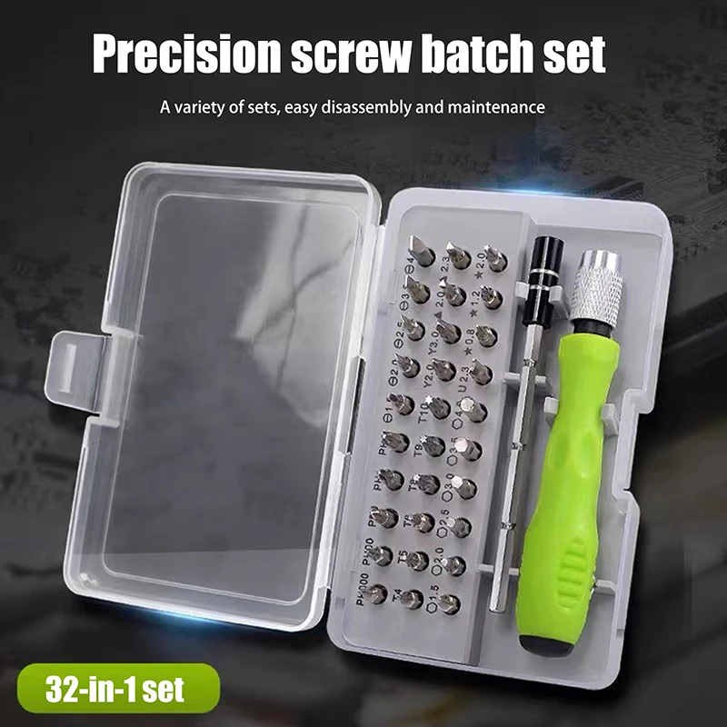 Small Screwdriver Set 32 Mini Magnetic Precision Screwdriver Drill Set (Star, Y, Club, Triangle, Cross, Slotted, U, Hexagonal He