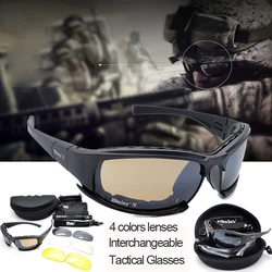 X7 C5 Tactische Sport Gepolariseerde Bril Schieten Airsoft Jacht Veiligheidsbril Wandelen Zonnebril 4-lens