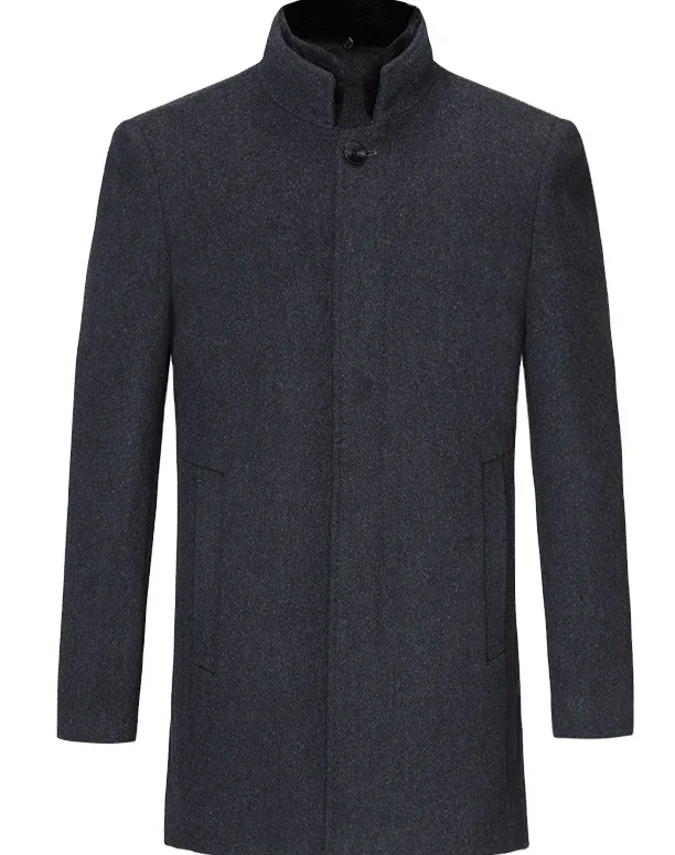 Woolen cloth coat men's double-sided woolen coat medium-long autumn and winter down thickening