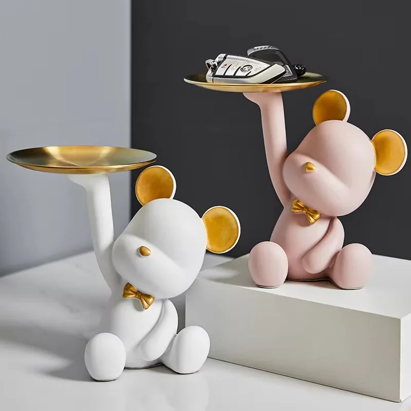 Soporte para llaves de oso estético, soporte para teléfono y llave de coche, estante de almacenamiento, soporte para decoración del hogar, organizador para el hogar