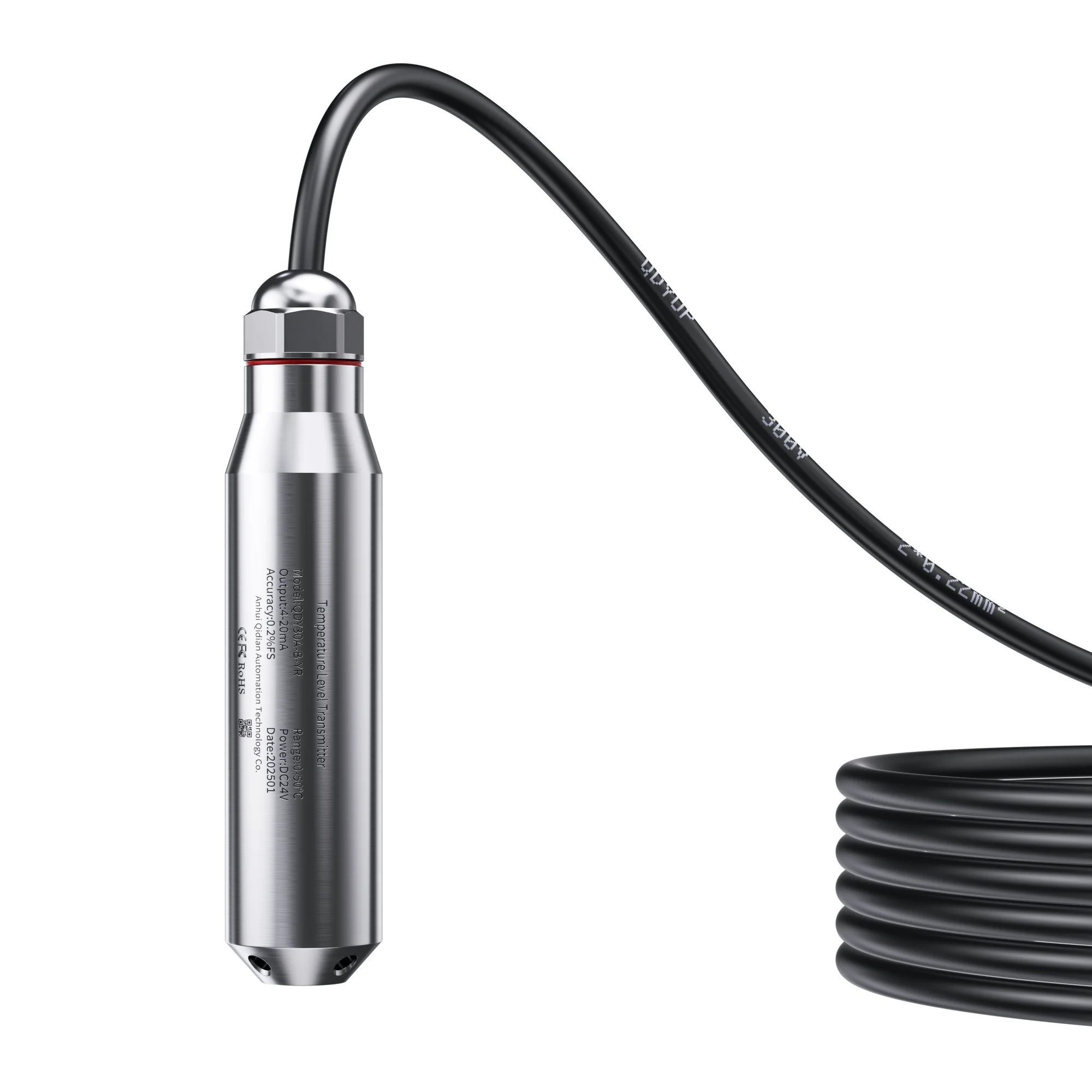 

0-50℃ 0-500m Waterproof Temperature Liquid Level Sensor 10M Range 10M Cable 4-20mA IP68 Integrated Submersible Level Sensor