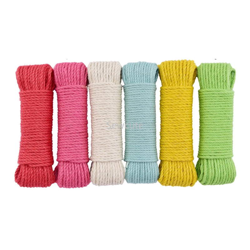 6mm Wide Natural Color Jute Rope Duty Twine Hemp Twisted Cord Macrame String DIY Craft Handmade Decoration Pet Scratching 20M