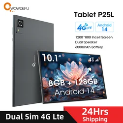 CWOWDEFU-Tableta Android 14 con SIM Dual, 4G, desbloqueada, 8GB(4 + 4) RAM, 128GB ROM, ocho núcleos, 2,3 Ghz, 10,1 pulgadas, cámara de 5 + 8MP, 6000mAh, WiFi-6, GPS