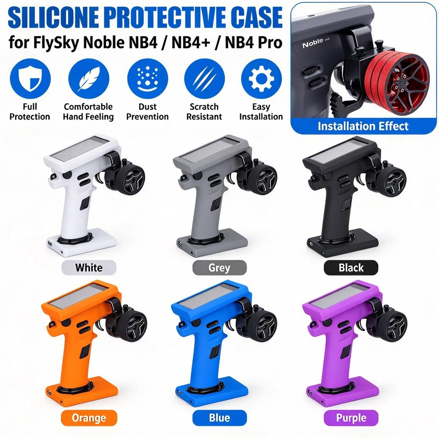 FlySky Noble NB4 NB4+ NB4 Pro Silicone Protective Case RC Transmitter Metal Top Bottom Bracket/Handwheel/One-Hand Controller