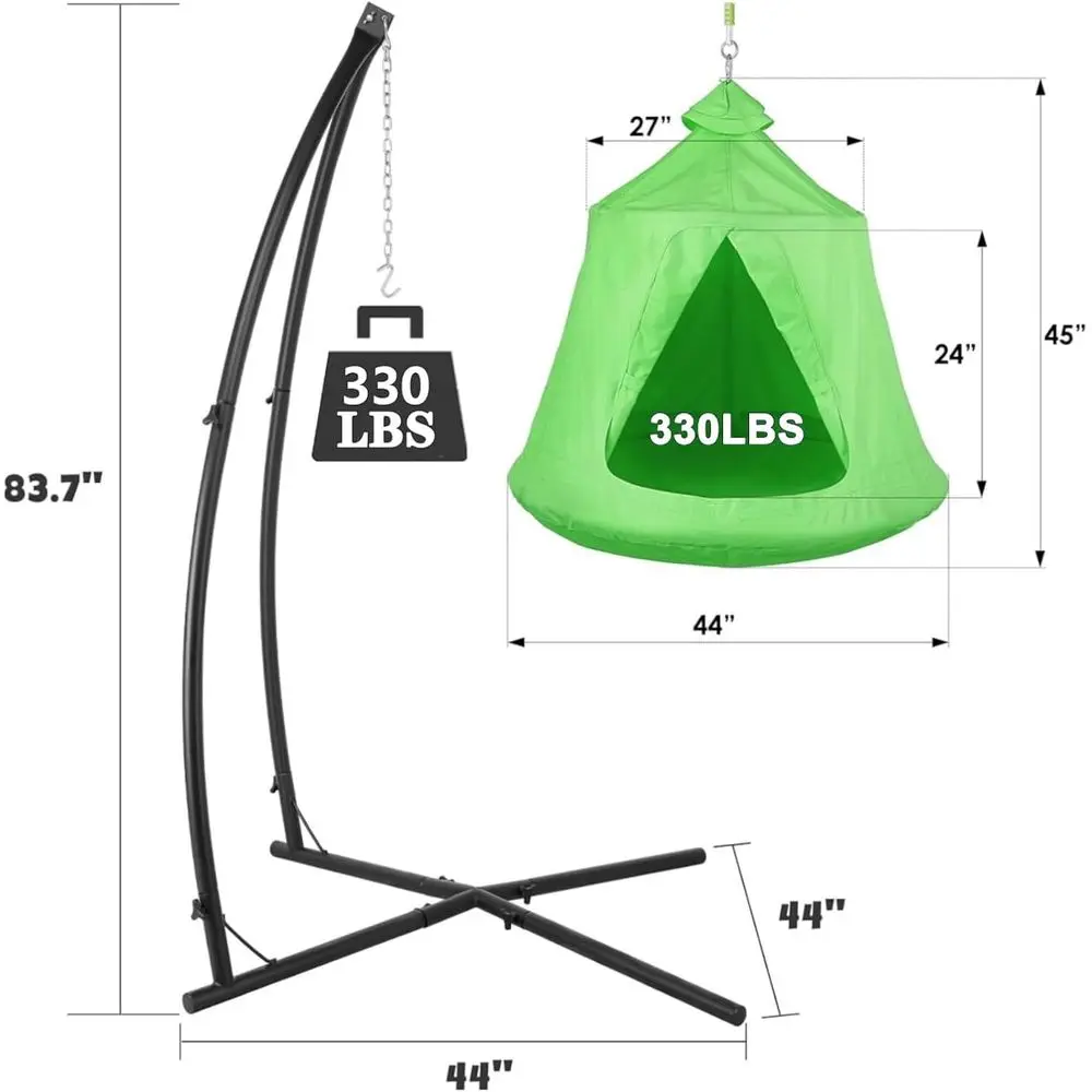 X-Shaped Hanging Tree Tent with Swing Chair, Hammock Chair Stand with Steel, Indoor Outdoor Egg Basket Patio Seat with Adjustabl