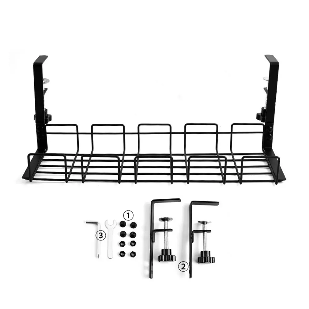 Undertable Storage Rack โลหะโต๊ะคอมพิวเตอร์สายไฟไม่มีเจาะสายไฟชั้นวางสําหรับ Home Office Workstation