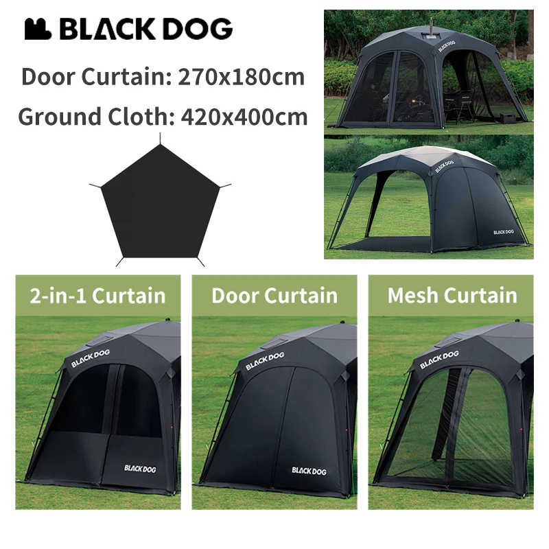 

BLACKDOG Self-Supporting Quick-opening Canopy Tent Accessories Sunshade Door Curtain Ground Cloth 2-in-1 Mesh Door Hook Zipper