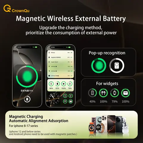 10000mAh Magnetisk 3-i-1 Trådlös Powerbank 20W USB C Snabbladdande Externt Batteri för iPhone 17 16 15 14 Airpods Apple Watch 8 best sales powerbank med trådlös laddning - №8