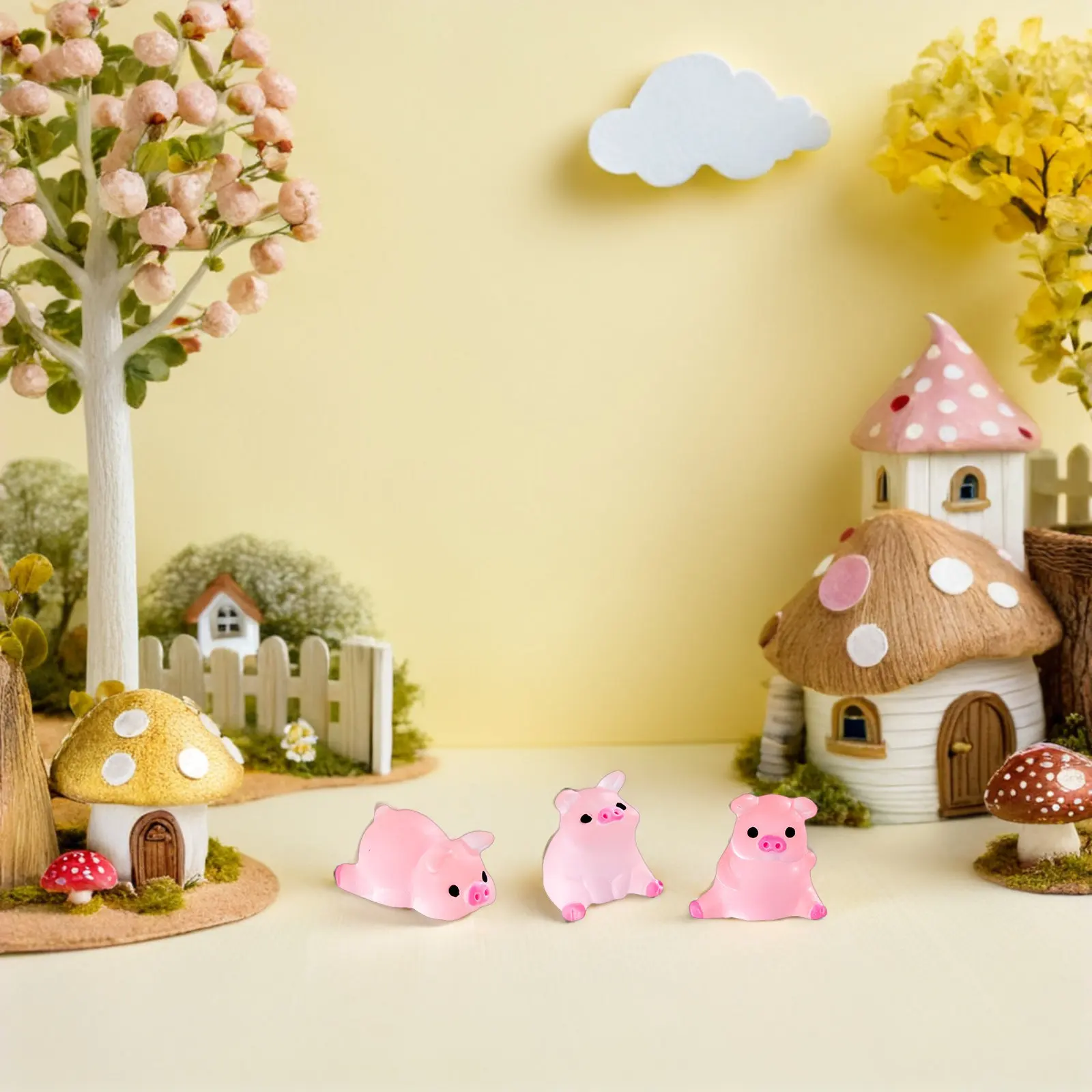 24Pcs Glow in The Dark Mini Resin Pig Ornament Luminous Tiny Animal Decor for Potted Plant Fairy Garden Dollhouse Interior