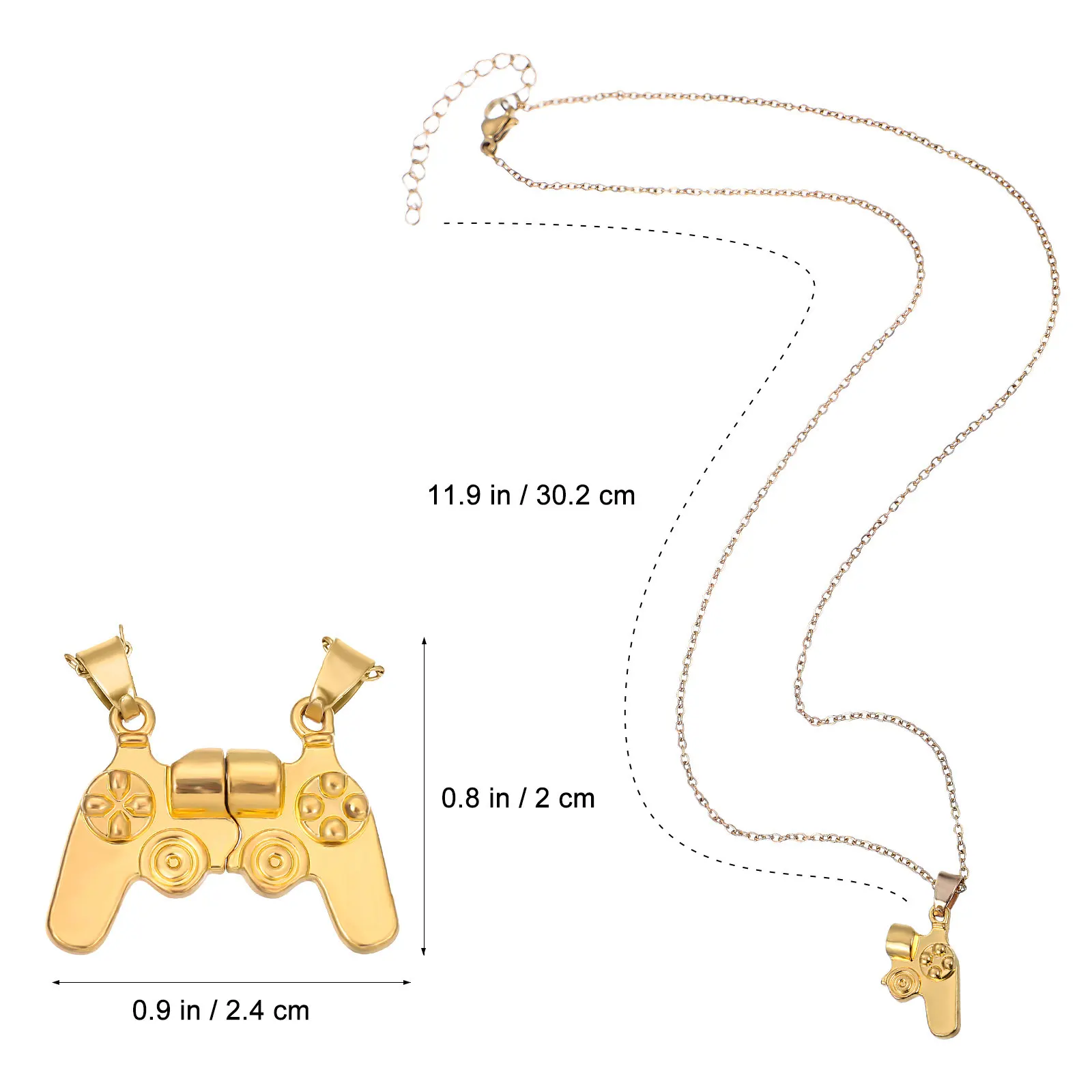Matching Couples Necklace Game Controller Alloy Chain Adjustable Length for Boyfriend Girlfriend Relationship Jewelry Gift