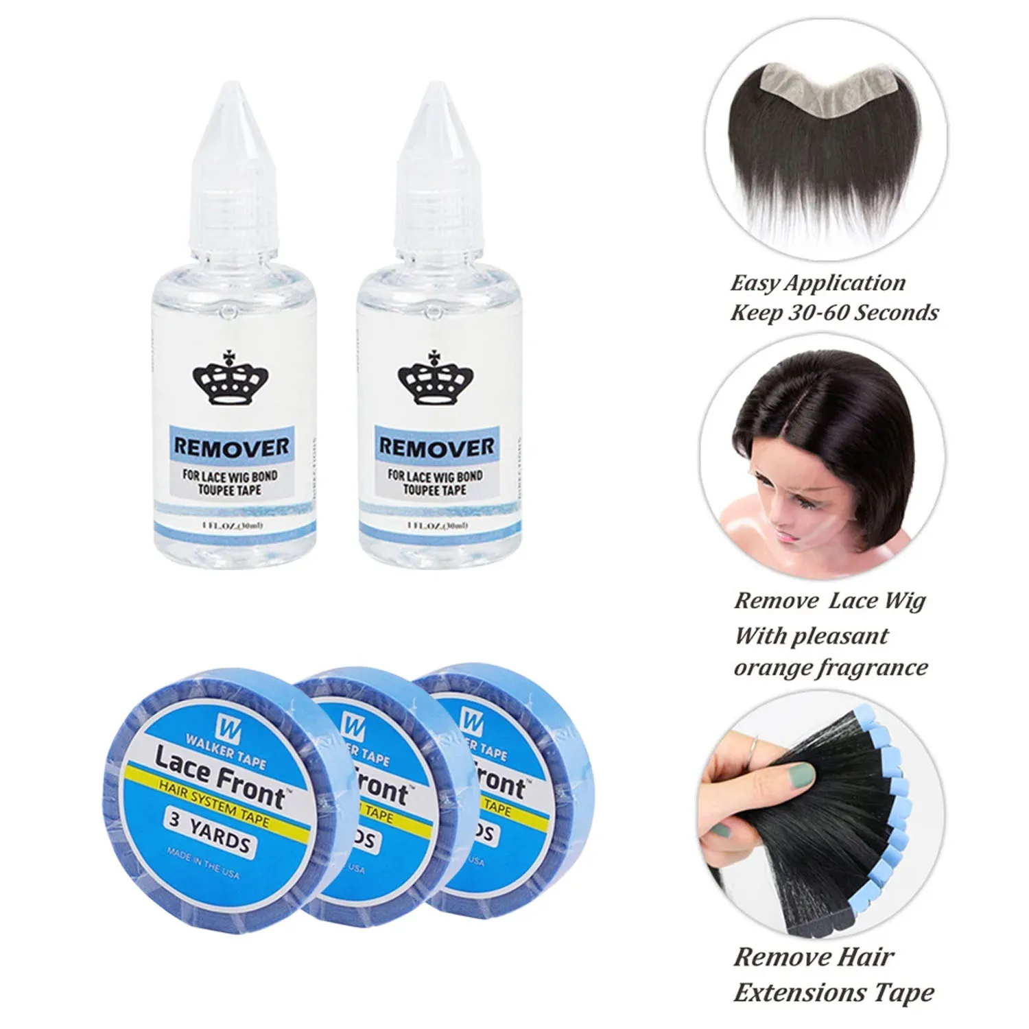 

glues for lace front 3yards0.8cm Tape glue with adhesive remover Double -sided tape Hair extension wig accessories