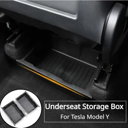 For Tesla Model Y Underseat Storage Box Space Save TPE Stowing Tidying Push Pull Drawer Car Interior Accessories Modely 2023