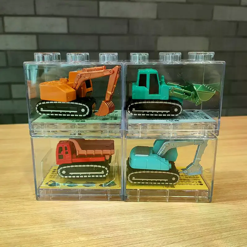 1 szt. Metalowy Model Samochodu Symulacja Inżynieryjnego Samochodu Zabawka Samochodowa z Napędem Pull Back z Przezroczystym Pudełkiem do Przechowywania Model Samochodu Inercyjnego z Wsuwaniem