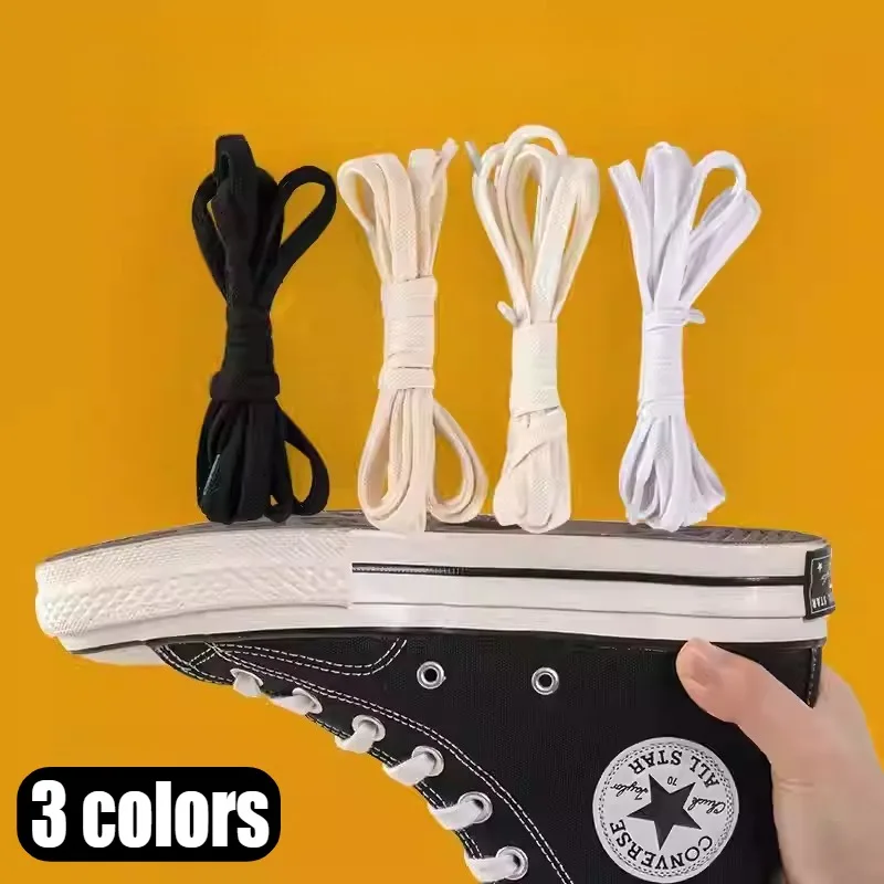 1 Pair Black White Shoe Laces Flat Double Woven Anti-slip Polyester Shoelaces Sports Casual White Shoes Classic Shoelace