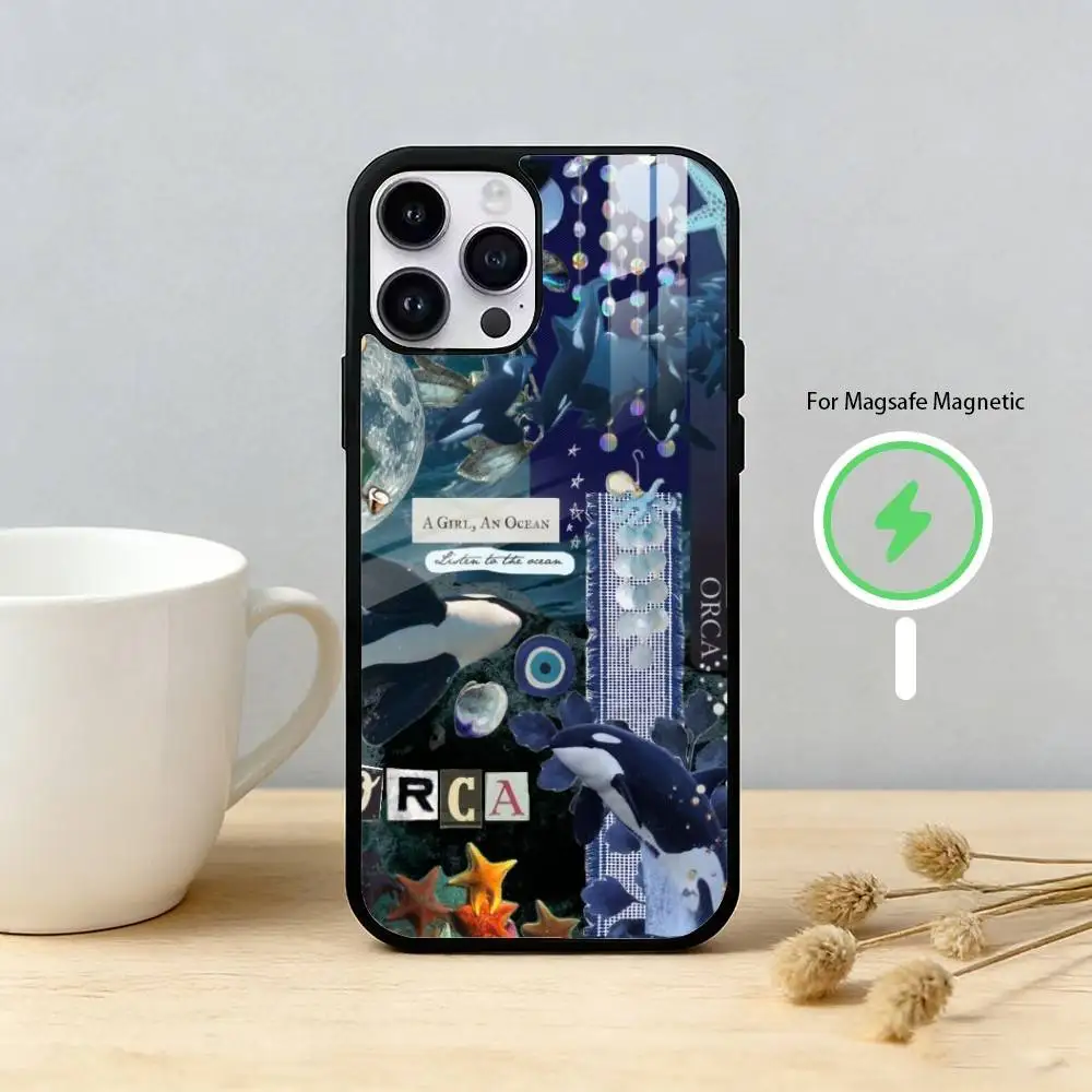 A M-Marine Whale P-Puzzle Phone Case For iPhone 17/16/15/14/13/12/Plus/Pro/Max for Magnetic Wireless Charging