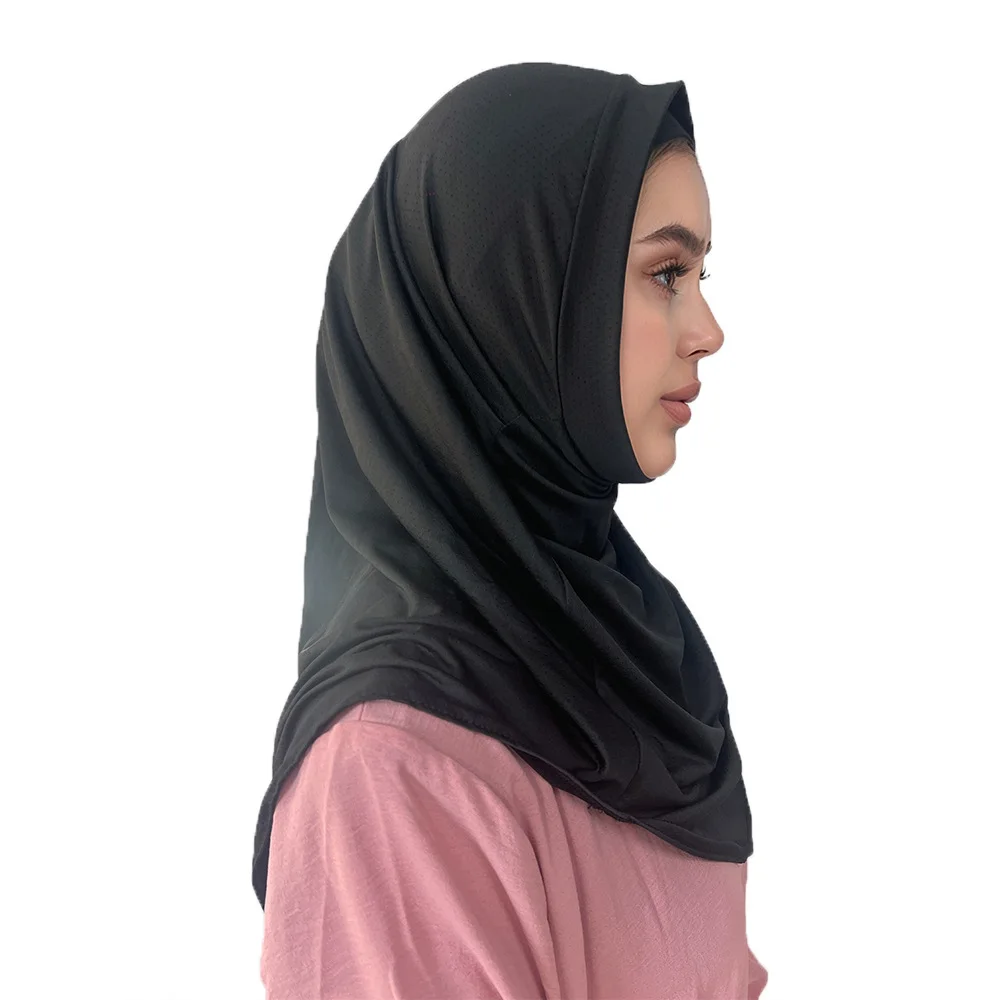 Skromny czarny szybki szal dzianinowy hidżab damski muzułmański islamski hidżab do modlitwy czapka turban wkładany gotowy do noszenia nikab