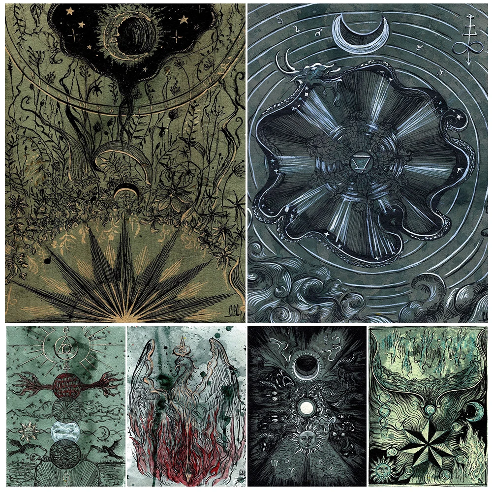 

Alchemist Nature Botanical Illustration Vintage Wall Art Canvas Painting Dark Witchcraft Aesthetic Art Poster Print Home Decor