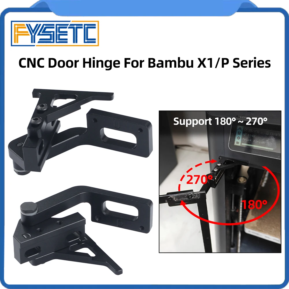 For Bambu lab CNC Metal P1S/X1 Door Hinge 180/270° Kit 3D Printer Upgraded Kit for Bambu P1S/X1 3D Printer