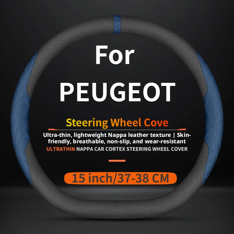 15 inch/37-38 CM Soft Touch Non-Slip Steering Wheel Cover for Peugeot 301, Old 408, 307, 308 T7, 508 Mk1, 206, 207