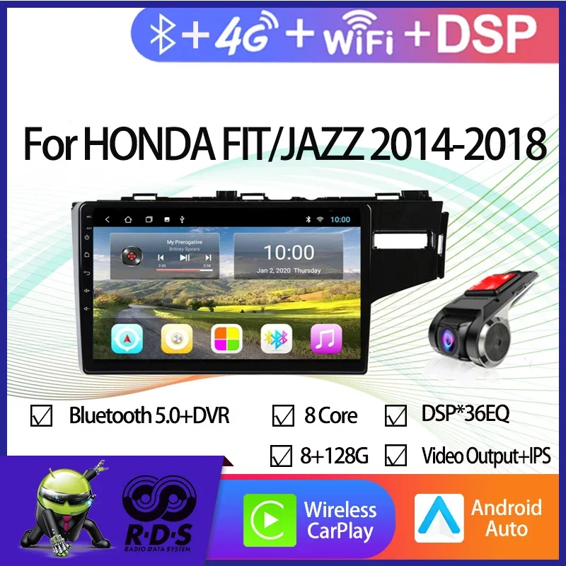 Android Octa Core Car Multimedia Player For HONDA FIT/JAZZ 2014-2018 Car GPS Navigation With Wifi 4G AHD DSP IPS CARPLAY