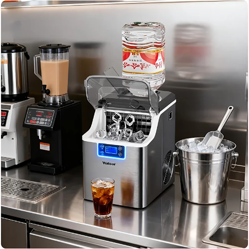 110V Desktop Bidirectional Water Cooling Ice Cube Block Maker Ice Storage Capacity Compressor Core for Home Use