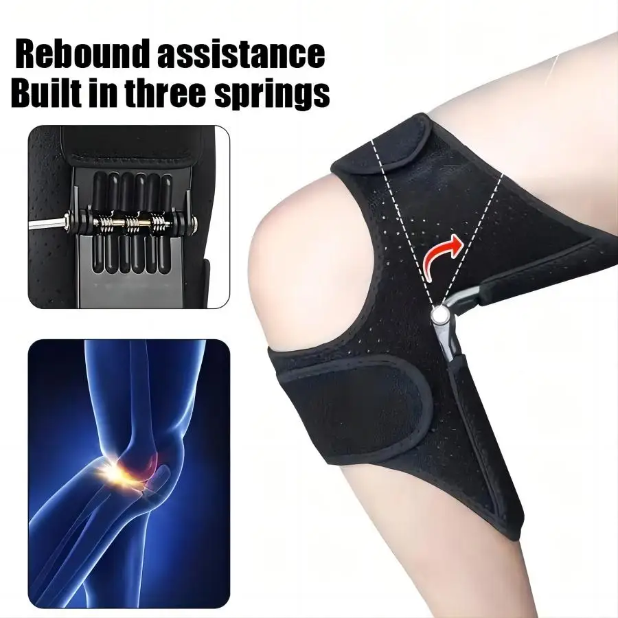 1 pc Knee Brace Support with Powerful Rebound Springs,Adjustable Hook&Loop Closure,Running Sports Stabilizer Pads for Men&Women