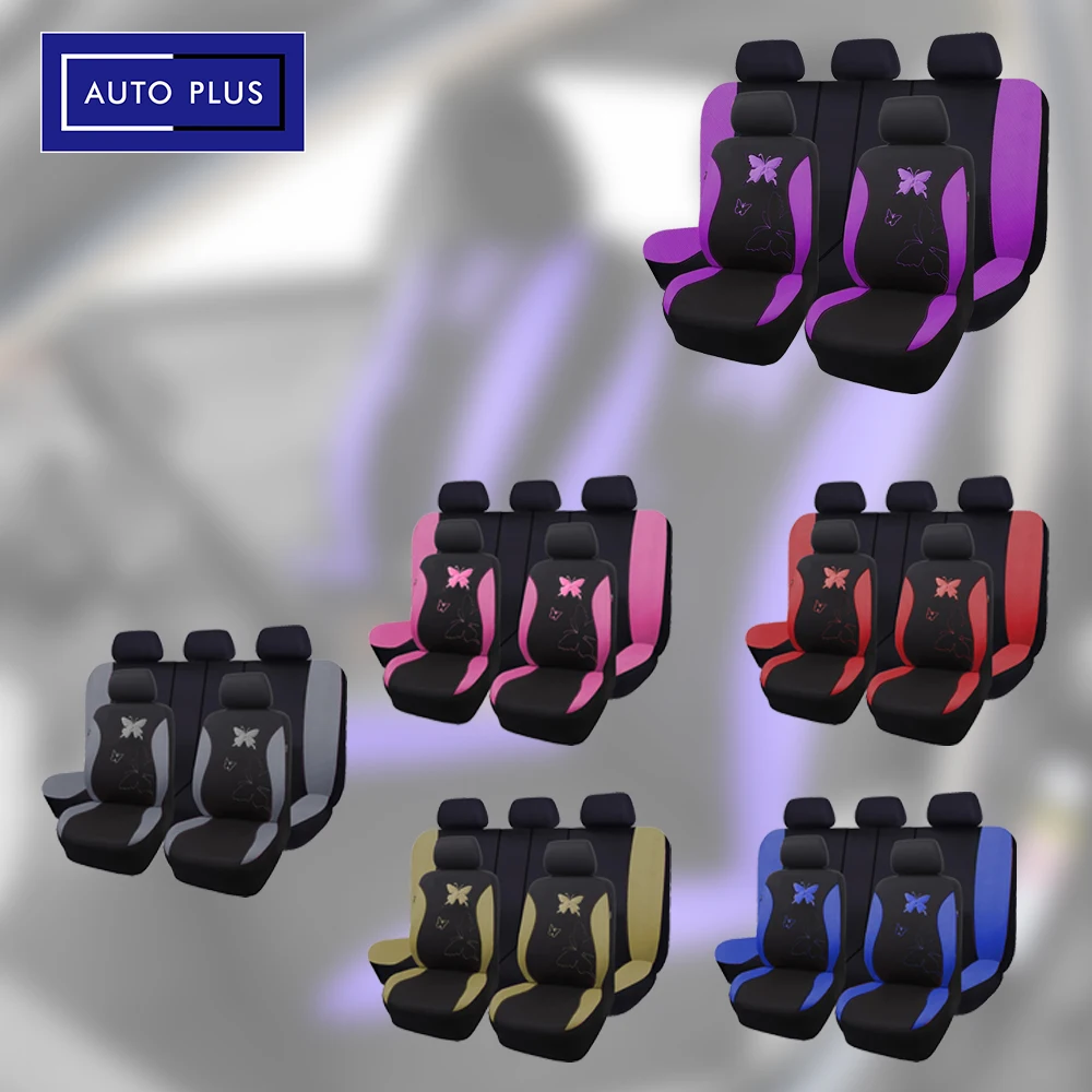

Universal Car Seat Cover Set Embroidery Butterfly Pattern Breathable Airmesh Fabric Fit for All Seasons Car Trucks, SUVs, Vans