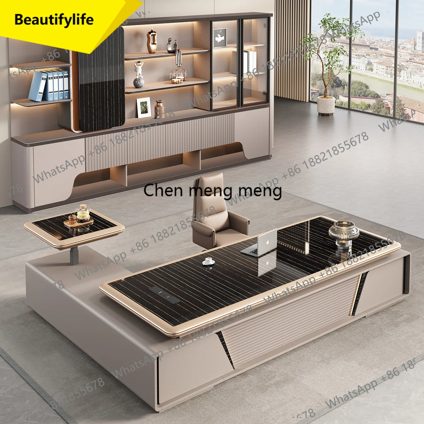 

a55 Lift light luxury boss desk desk and chair combination simple modern leadership office