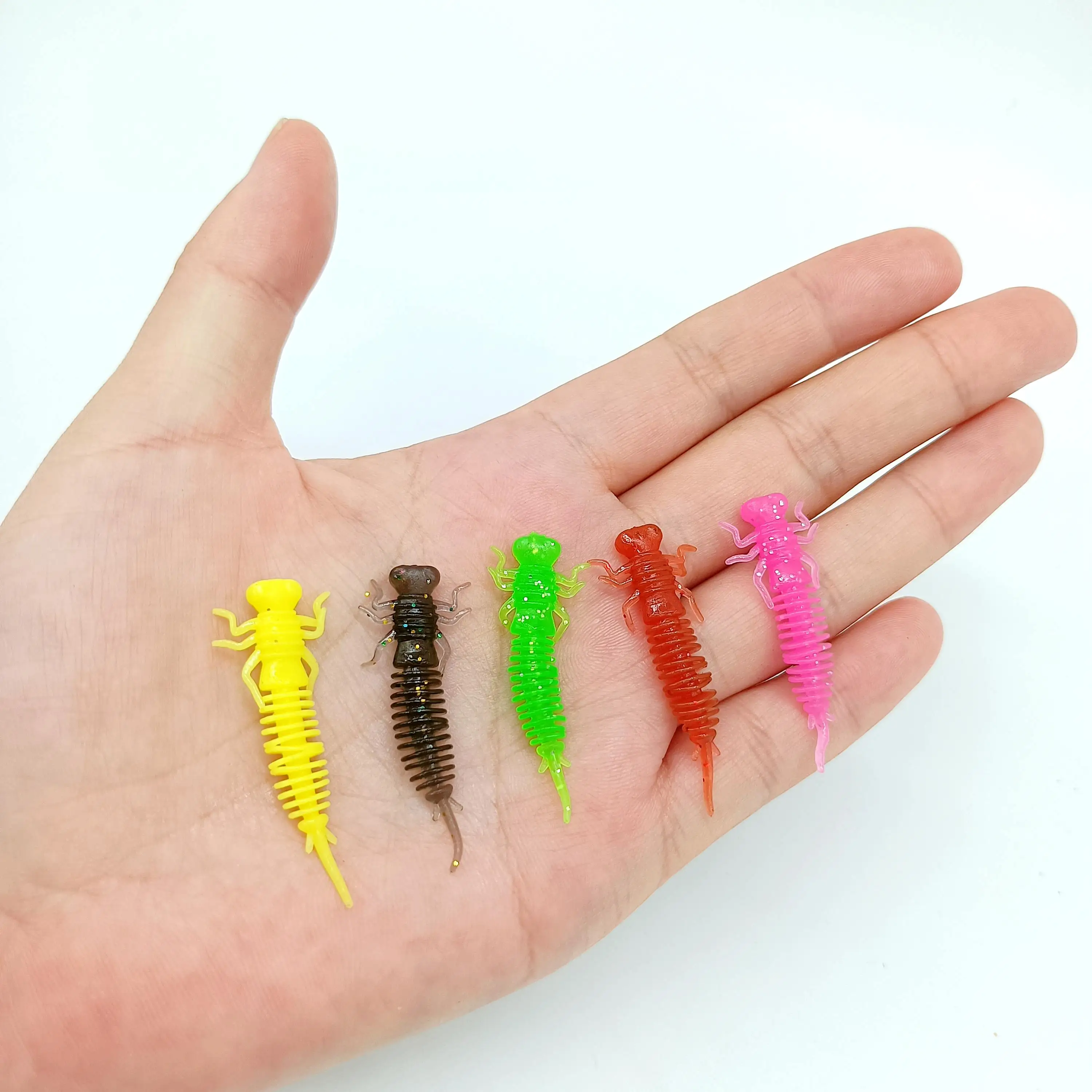 DUODUOYU 10PCS TPE Mini Soft Fishing Lures 0.4g/40mm Artificial Worm Silicone Bass Jigging Baits Bionic Bait Dragonfly Larva