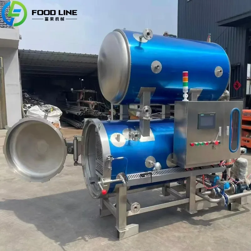 Food Sterilizer Retort Machine Autoclave Sterilizer High Temperature Water Spray for Glass Bottle Beverage Pet Food Custom