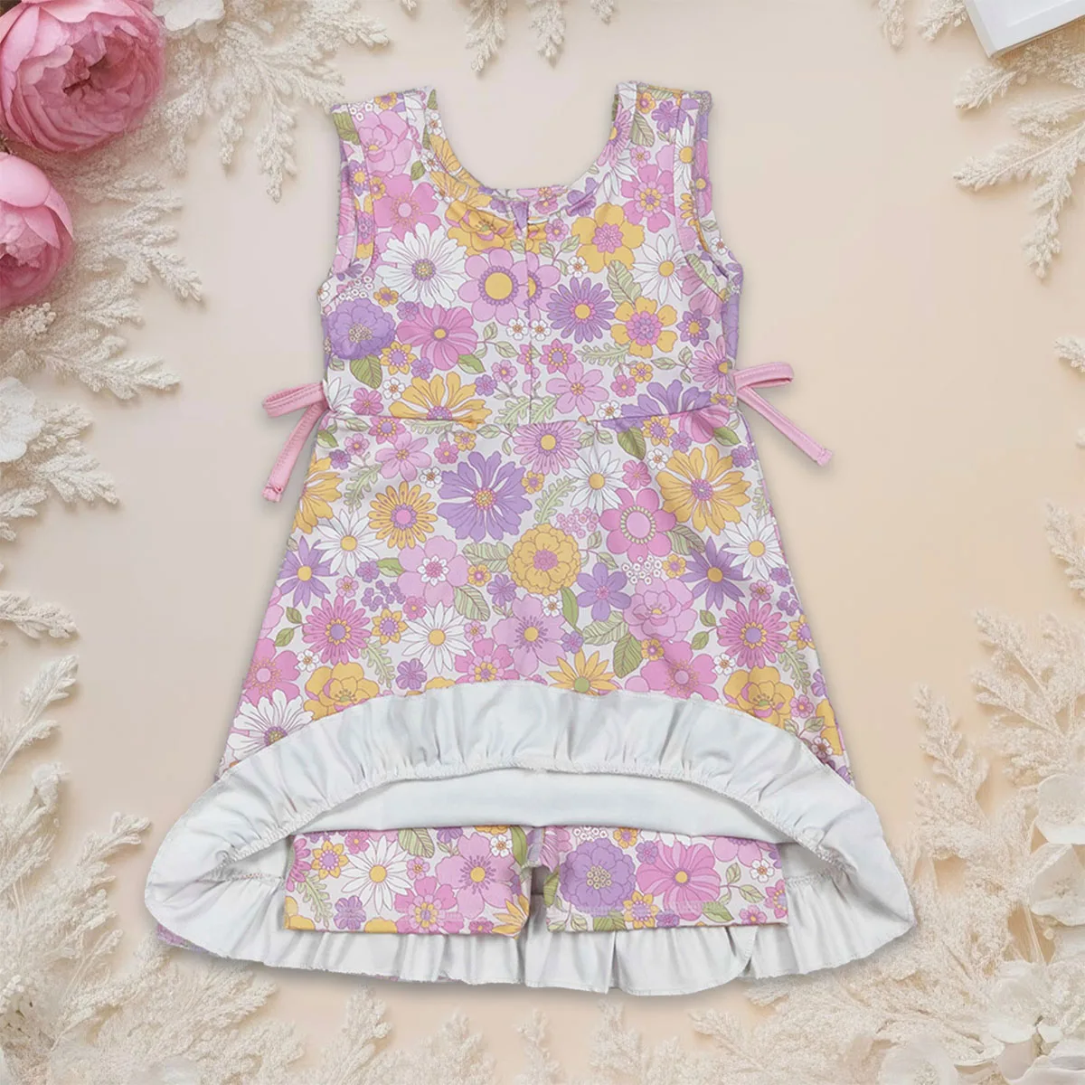 Toddler Baby Girl Princess Dress Sleeveless Yoga Active Wear Skirt Kids Children Infant Colorful Flowers Knee Length Clothing